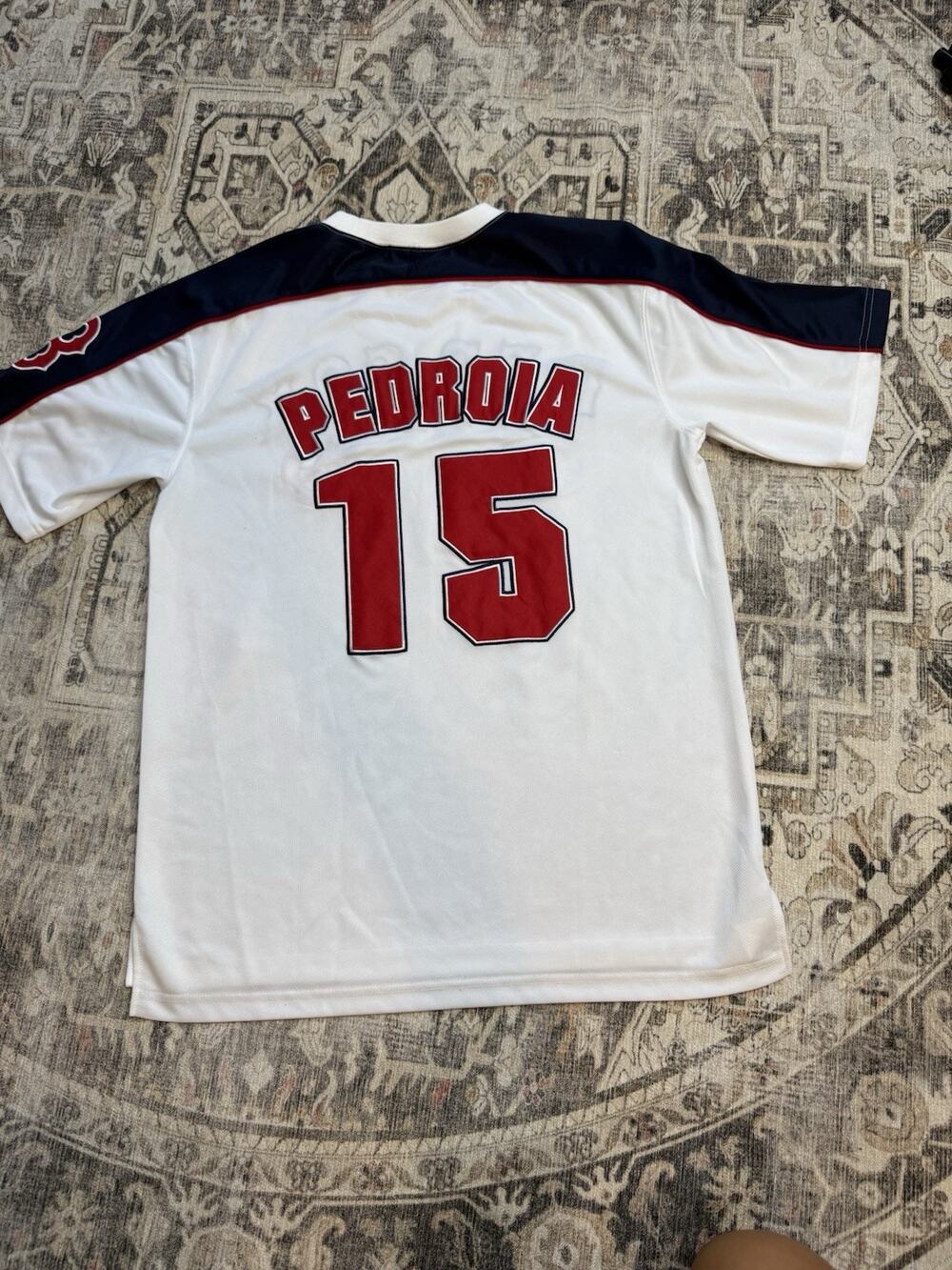 Boston Red Sox Jersey Mens M White Dustin Pedroia 15 Baseball MLB Stitches